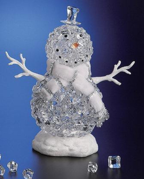 Pack of 2 Icy Crystal Illuminated Christmas Ice Cube Snowman Figures 12.5"