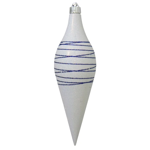 Snow White and Blue Shatterproof Christmas Long Drop Ornament 12.5" (320mm)