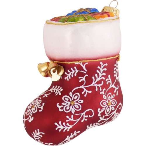 5.25" Red and White Stocking Figurine Christmas Ornament