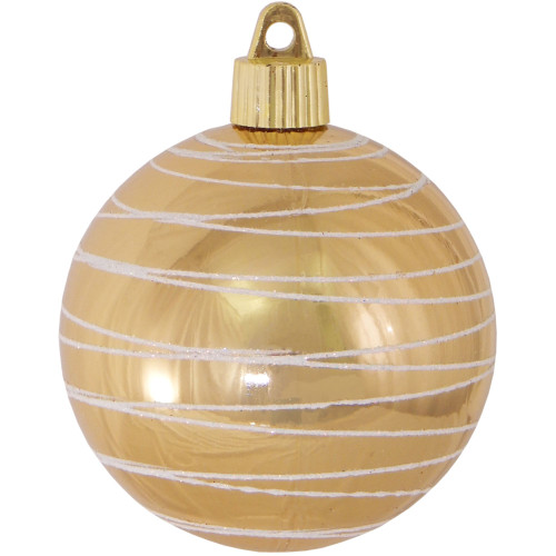 4ct Gold and White Tangles Shatterproof Shiny Christmas Ball Ornaments 3.25" (80mm)