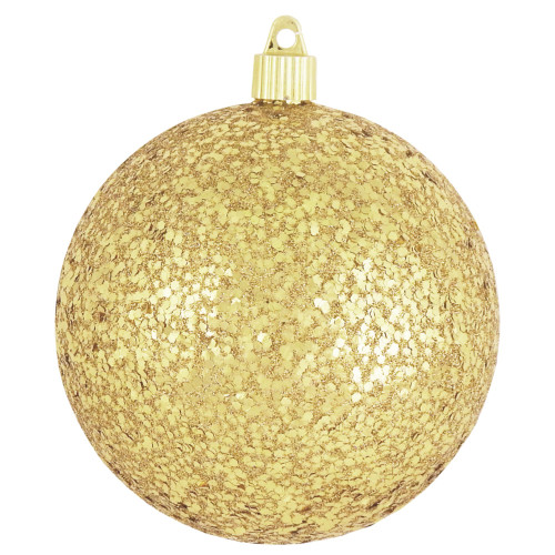 4ct Gold Shatterproof Glittered Christmas Ball Ornaments 4.75" (120mm)