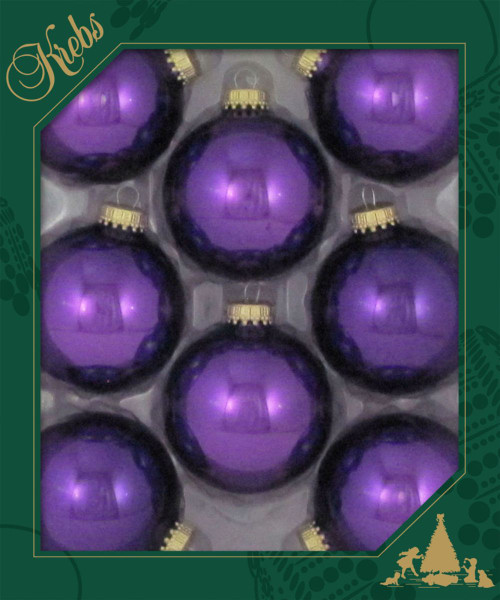 8ct Royal Lilac Glass Christmas Ball Ornaments 2.5" (67mm)