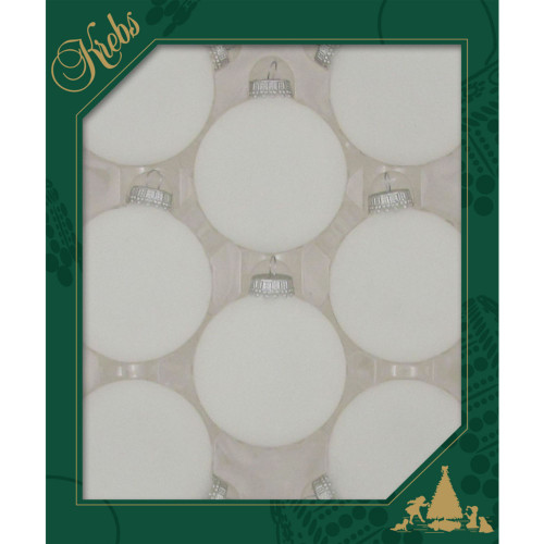 8ct White Frost Glass Christmas Ball Ornaments 2.5" (67mm)