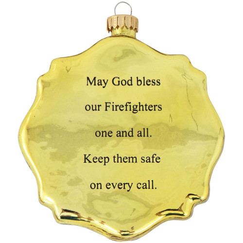 4" Gold and Black Fireman's Badge Figurine Christmas Ornament