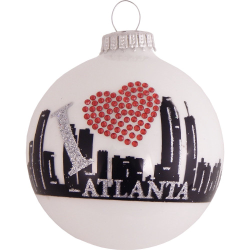 Porcelain White Atlanta Skyline Christmas Ball Ornament 3.25" (80mm)