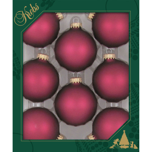 8ct Cranberry Red Matte Christmas Ball Ornaments 2.5" (67mm)