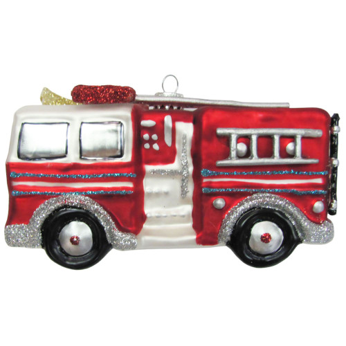 5" Red and Silver Fire Truck Figurine Christmas Ornament