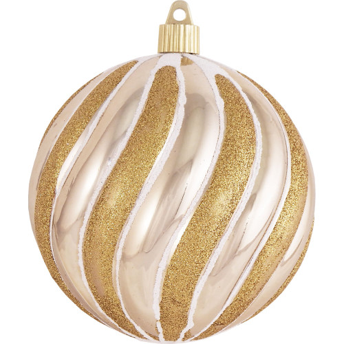 4ct Gilded Gold Shatterproof Swirled Glitter Christmas Ball Ornaments 4.75" (120mm)