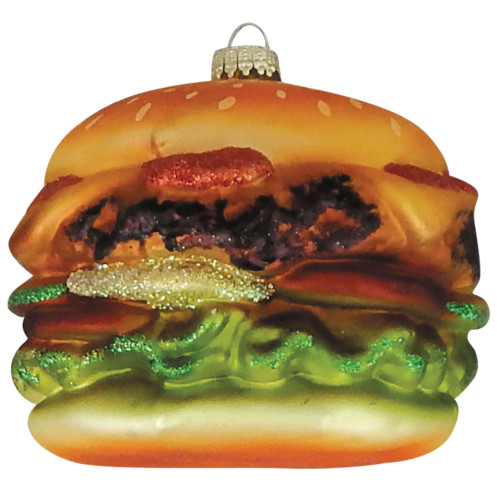 3.5" Brown and Green Hamburger Figurine Christmas Ornament