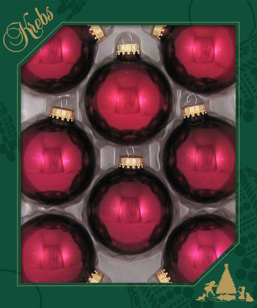 8ct Burgundy Red Glass Christmas Ball Ornaments 2.5" (67mm)