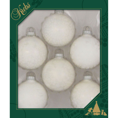 6ct Snow White Pearl Christmas Ball Ornaments 2.5" (67mm)