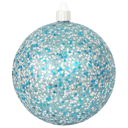 4ct Aqua Blue and Silver Shatterproof Glitter Christmas Ball Ornaments 4.75" (120mm)