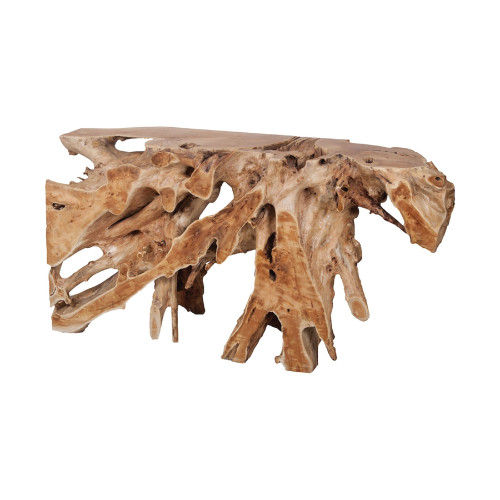 60" Brown Teak Root Console Table