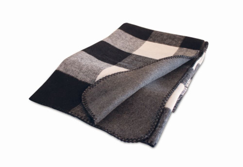 Charcoal Gray and White Plaid Rectangular Throw Blanket 57" x 63"