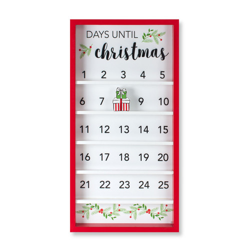 Set of 2 White and Red Christmas Countdown Calendar 25”