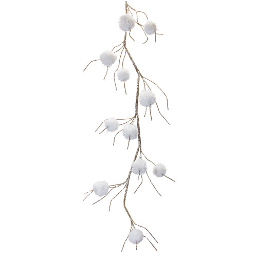 Pack of 2 White Frosted Pom-Pom Artificial Branch 79.5"