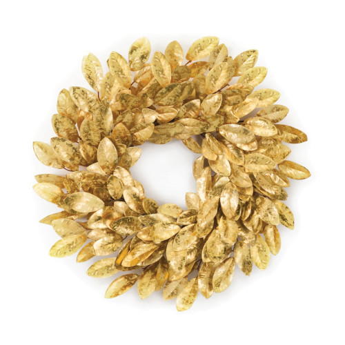 Magnolia Leaves Artificial Wreath, Gold 22-Inch