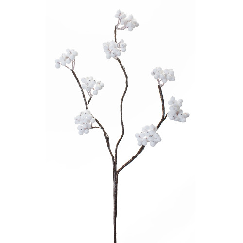 Set of 12 White and Brown Artificial Berry Spray – 30”