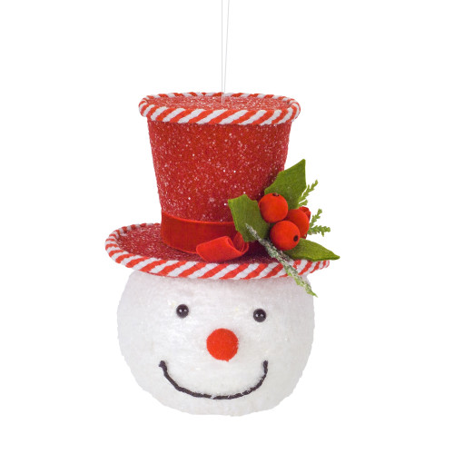 Set of 6 Red and White Snowman Head Ornament - 7.25"