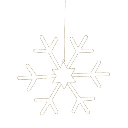 Pack of 2 LED Lighted Snowflake Design Hanging Decor with Timer 20"