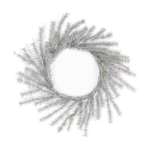 Pack of 2 White and Green Frosted Artificial Pine Wreath 23"