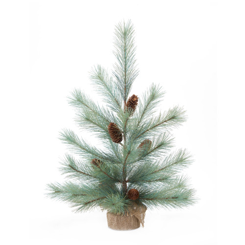 Pack of 2 Green Pine and Brown Cones Artificial Wooden Potted Tree, 24" - 34153010