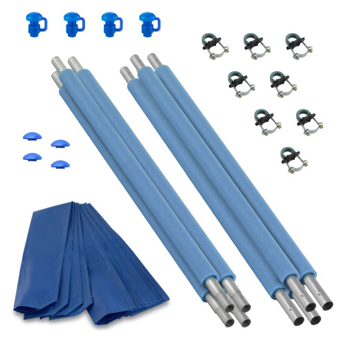 Set of 4 Blue Heavy-Duty Trampoline Replacement Enclosure Poles and Hardware 85.25"