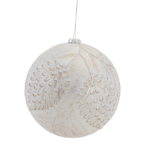 Set of 6 White and Gold Color Christmas Ball Pine Cone Ornaments 8"