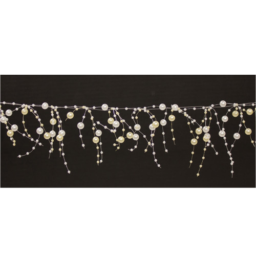 Club Pack of 12 White and Yellow Decorative Pearl Bead Garlands 5'