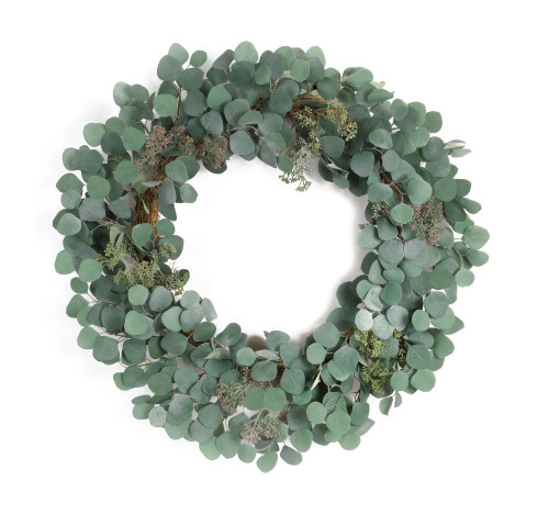 Eucalyptus Twig Artificial Wreath, Sage Green 30-Inch