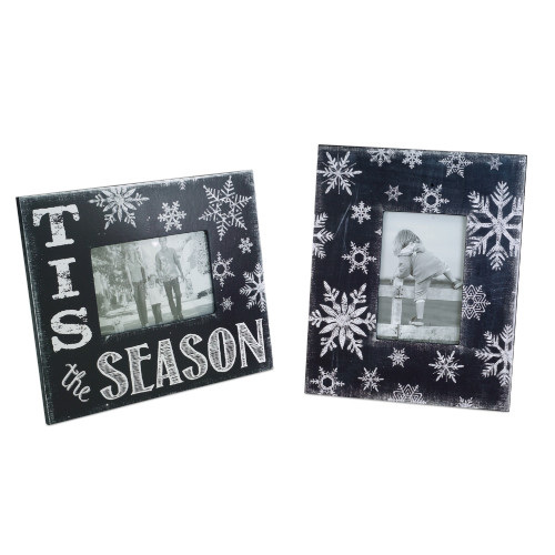 Pack of 4 Black and White Snowflake Decorative Picture Frames 11.25"