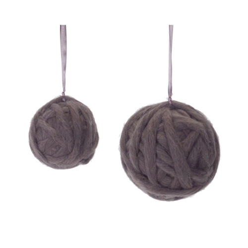 Set of 12 Black Ball Hanging Ornament in Yarn Finish - 4.50"