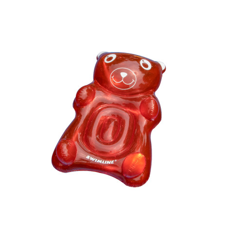 Inflatable Red Transparent Gummy Bear Swimming Pool Float, 60-Inch