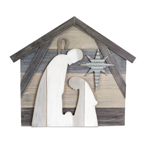 Pack of 2 Grey and Creamy White Holy Family Cut Out Christmas Wall Decor 27.2”