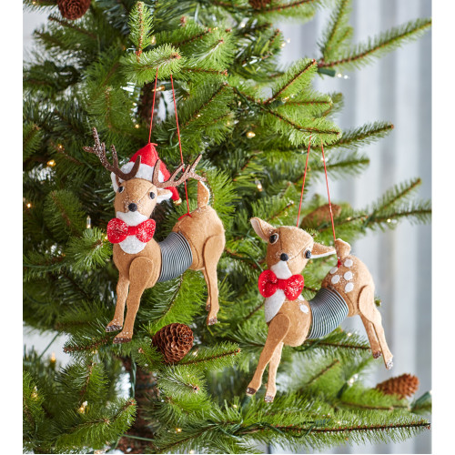 Club Pack of 12 Red and Brown Slinky Deer Hanging Ornaments 5"