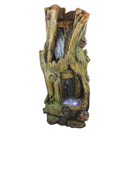 41" Hollow Tree Woodland Tranquil Two Tiers Cascading Waterfall Garden Fountain