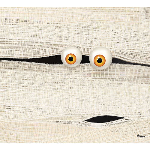 7' x 8' Ivory and Black Mummy Face Halloween Single Car Garage Door Banner