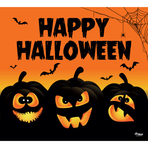 7' x 8' Black and Orange Jack-O'-Lanterns Halloween Single Car Garage Door Banner
