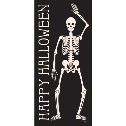 36" x 80" Black and White Skeletons Halloween Front Door Banner Mural Sign Decoration