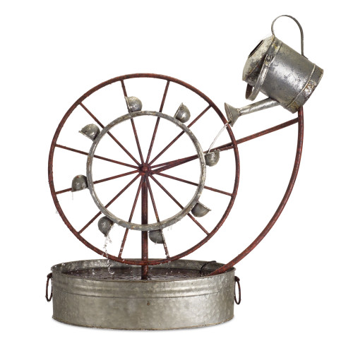 Water Can and Wheel Fountain 33”