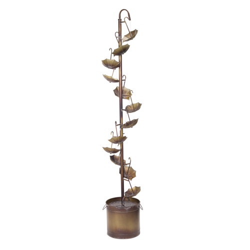 65" Bronze and Brown Decorative Tabletop Umbrella Fountain