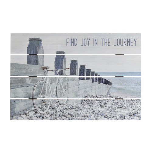 Set of 4 Gray and Blue Decorative Journey Plaque - 16"