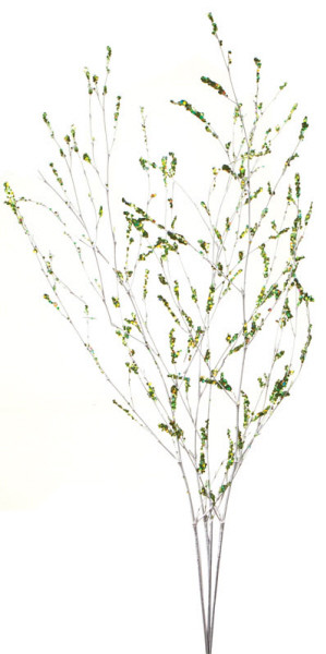 Set of 6 Silver and Green Artificial Christmas Twig Branches 46"