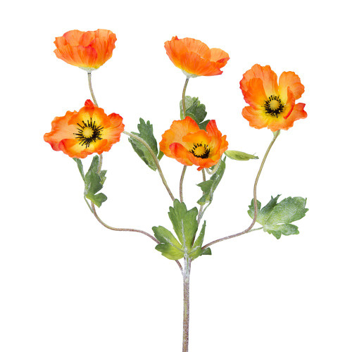 Pack of 12 Orange Polyester and Plastic Anemone Bush 18"