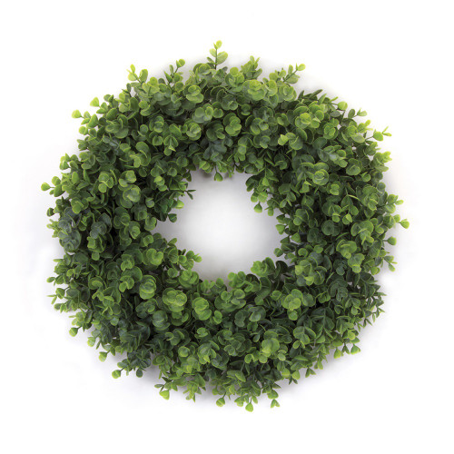 Set of 2 Green Plastic Eucalyptus Wreath 18"