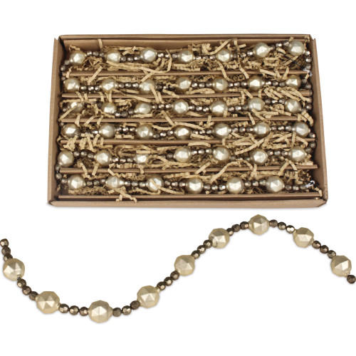 6' x 0.75" Gold and White Pearl Artificial Christmas Garland - Unlit