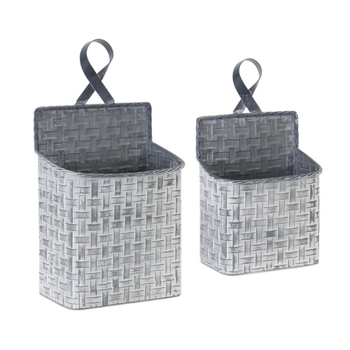 Set of 4 Gray Iron Wall Pocket Planter 15” - 34153491