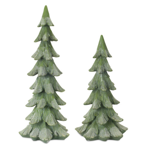 Set of 2 Green Decorative Christmas Tree -19"