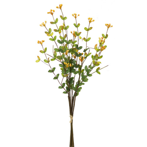 Set of 12 Yellow and Green Berry Bundle Spray, 21” - 34154531