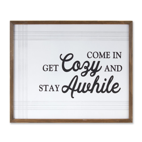 Set of 4 White and Black Decorative Get Cozy Plaque - 16.25"